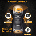 High-Definition 1080P Infrared Night Cision Parking Monitoring Driving Recorder, 3 Lenses, 4 Lenses, 4 Lenses + 32G