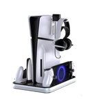 JYS Charging Display Station for PS5/PS5 Slim/PS Portal Dual Controller Dock with Cooling Fan & Headphone Hook