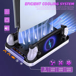 JYS Charging Display Station for PS5/PS5 Slim/PS Portal Dual Controller Dock with Cooling Fan & Headphone Hook