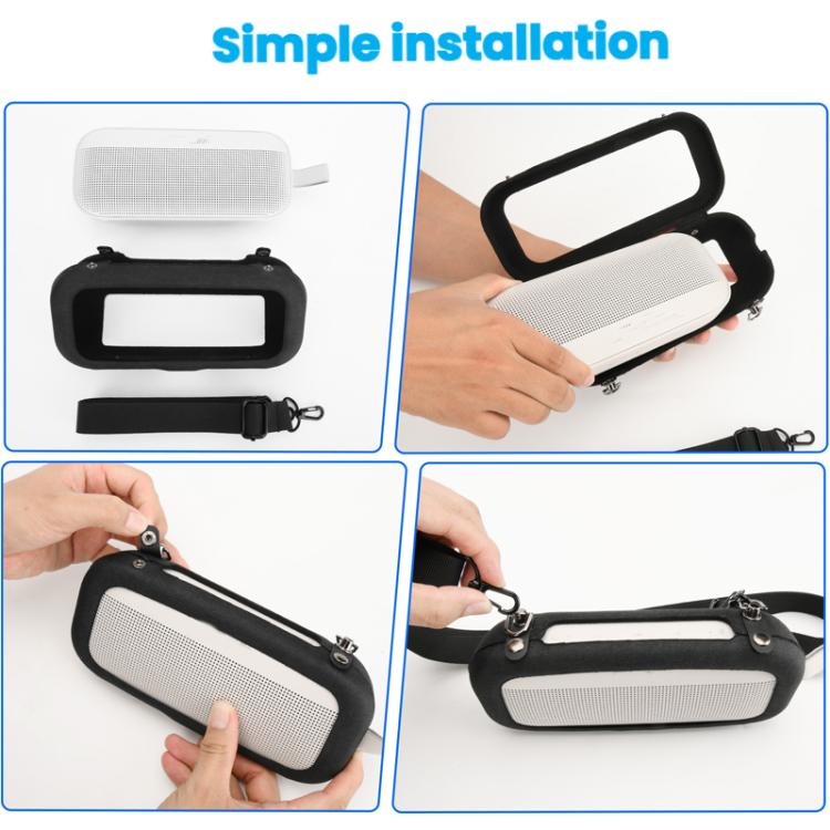 For Bose SoundLink Flex 1/2 Generation Speaker Protective Cover EVA Shoulder Strap, Style 3 Black