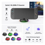 For Nintendo Switch 2 JYS 4K 60Hz TV Dock 5-In-1 HUB With Gigabit Ethernet Port RGB Ambient Lighting, JYS