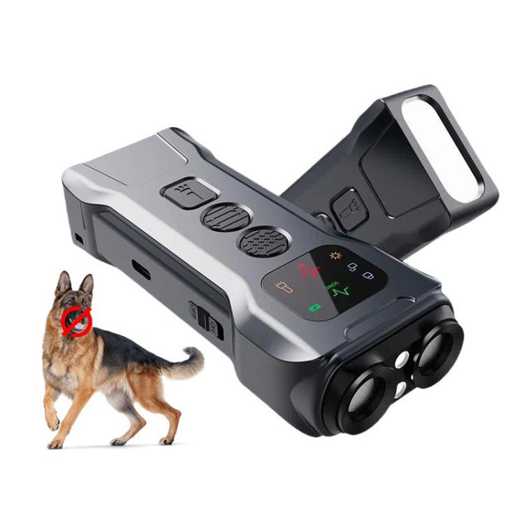 P9 Dual Head Ultrasonic Dog Deterrent Rechargeable Anti-Bark Device with Color Screen, LED Tail Light, P9