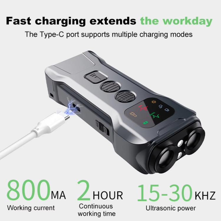 P9 Dual Head Ultrasonic Dog Deterrent Rechargeable Anti-Bark Device with Color Screen, LED Tail Light, P9