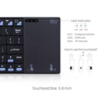 لوحة مفاتيح صغيرة لاسلكية صامتة Rii K12+ لمكتب الكمبيوتر المحمول 2.4GHz