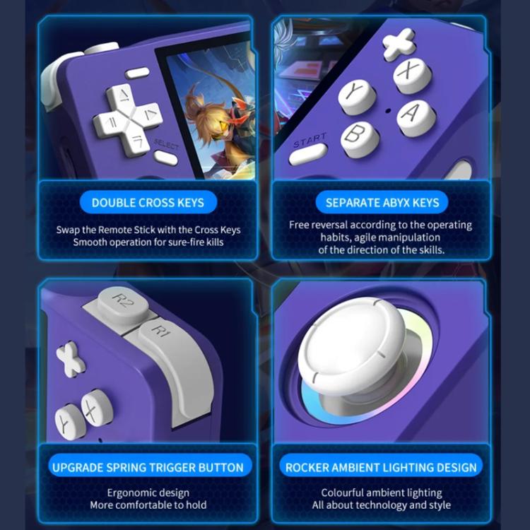 XF35H 3.5-Inch Retro Handheld Game Console With Linux System And RGB Light Pocket Video Game Player, 64G, 128G