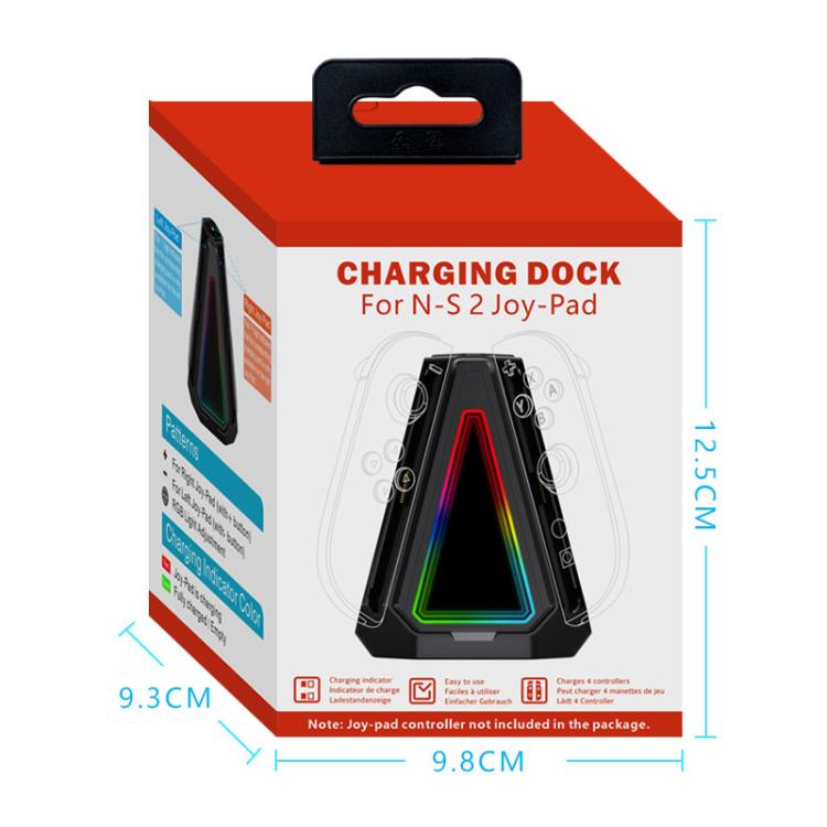 For Nintendo Switch 2 Joy-Con Controllers 4 In 1 Triangular Charging Base With RGB Light, S219