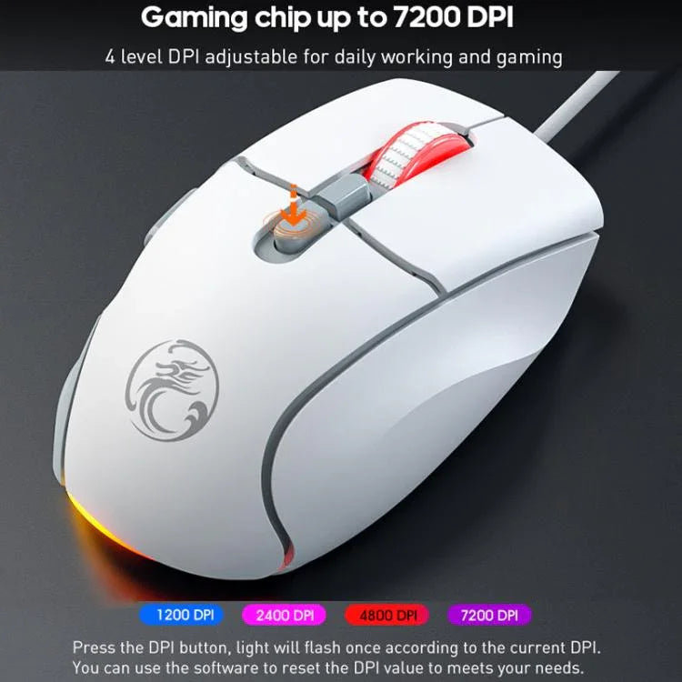 iMICE G800 7 Keys 7200DPI Wired Gaming Silent Mouse With LED Lighting
