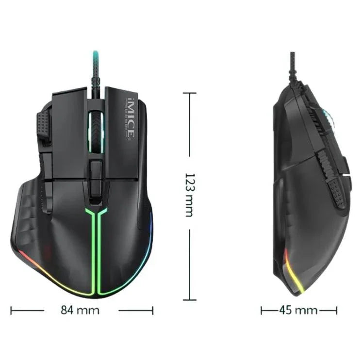 IMICE T50 8 Keys 12800DPI Wired Gaming Mouse With Adjustable DPI And RGB Lighting