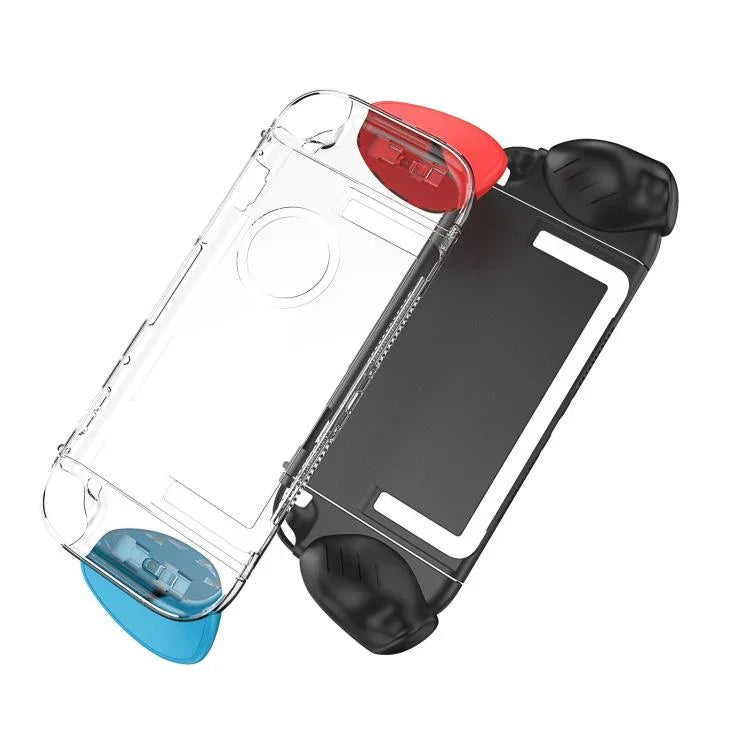For Nintendo Switch 2 Split Design Crystal PC Protective Case with 3 Sizes Ergonomic Grips, Clear+ Red Blue, Clear+Green Blue, Clear+Black, Clear Black+Red Blue, Clear Black+Green Blue, Clear Black+Black