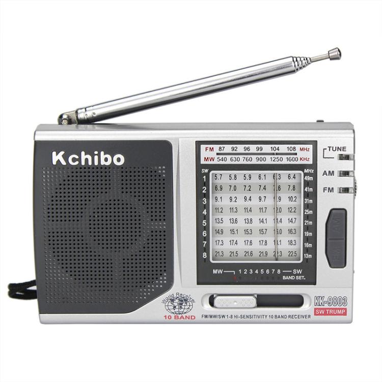 راديو محمول Kchibo متعدد النطاقات 10-Band AM/FM/SW مع مكبر صوت عالي الجودة، جهاز استقبال صغير مدمج، KK-9803