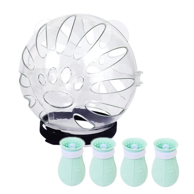 Cat Space Hood Anti-Bite Mouth Cover + Second-Generation Foot Cover, Small Light Green, Small Pink, Small Light Blue, Large Light Green, Large Pink, Large Light Blue