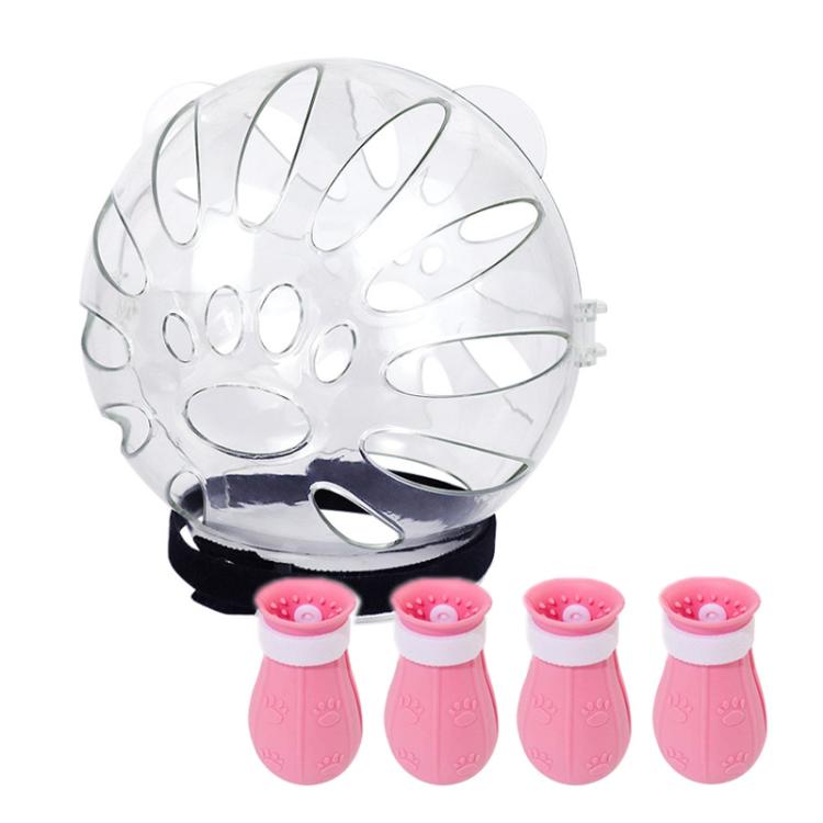 Cat Space Hood Anti-Bite Mouth Cover + Second-Generation Foot Cover, Small Light Green, Small Pink, Small Light Blue, Large Light Green, Large Pink, Large Light Blue