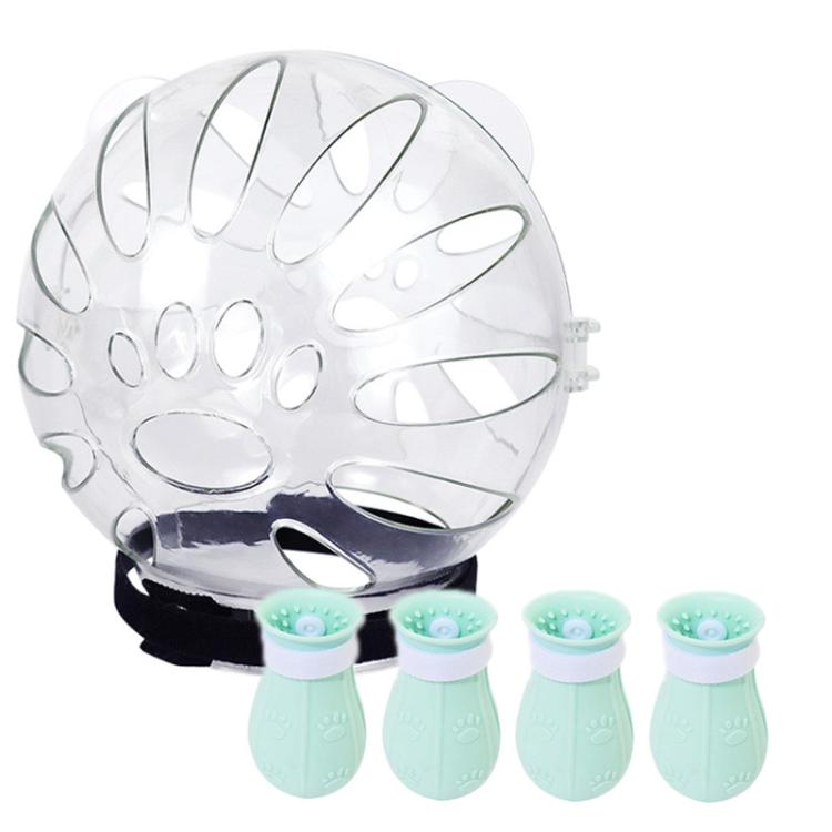 Cat Space Hood Anti-Bite Mouth Cover + Second-Generation Foot Cover, Small Light Green, Small Pink, Small Light Blue, Large Light Green, Large Pink, Large Light Blue