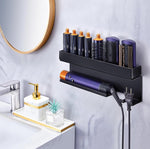 For Dyson Wall-Mounted Curling Iron Hair Dryer Storage Rack, Black Aluminum, Iron