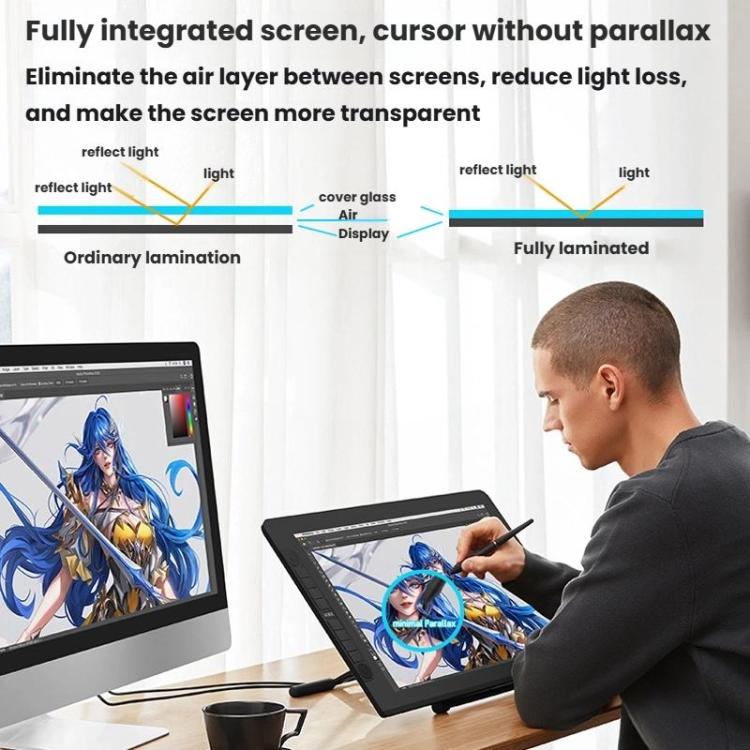 شاشة رسم رقمية VEIKK VK2200PRO مقاس 21.5 بوصة شاشة رسم يدوية إلكترونية متوافقة مع الهاتف المحمول، قابس الاتحاد الأوروبي، قابس الولايات المتحدة، قابس المملكة المتحدة