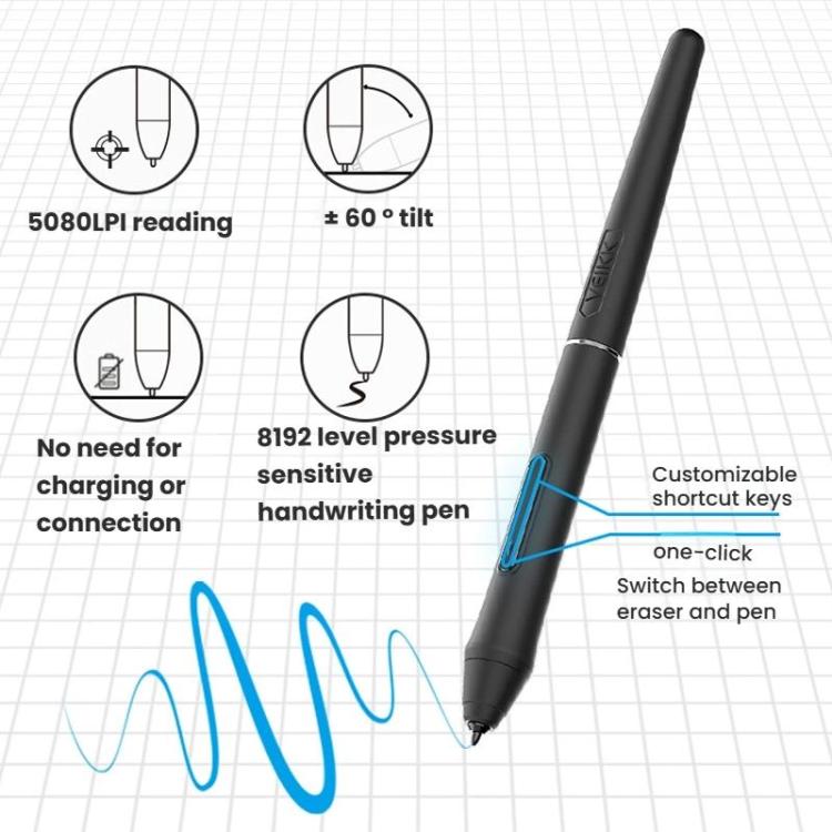 شاشة رسم رقمية VEIKK VK2200PRO مقاس 21.5 بوصة شاشة رسم يدوية إلكترونية متوافقة مع الهاتف المحمول، قابس الاتحاد الأوروبي، قابس الولايات المتحدة، قابس المملكة المتحدة