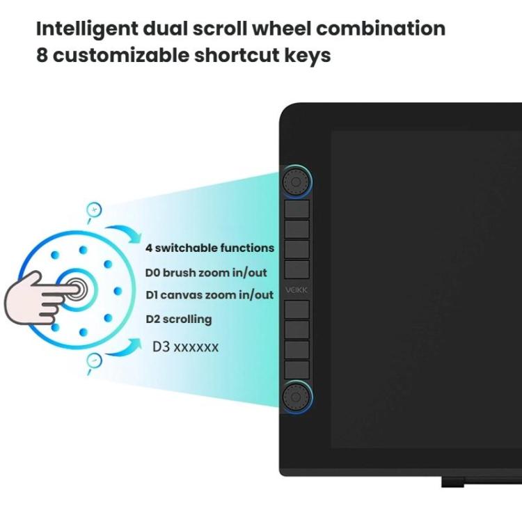 شاشة رسم رقمية VEIKK VK2200PRO مقاس 21.5 بوصة شاشة رسم يدوية إلكترونية متوافقة مع الهاتف المحمول، قابس الاتحاد الأوروبي، قابس الولايات المتحدة، قابس المملكة المتحدة