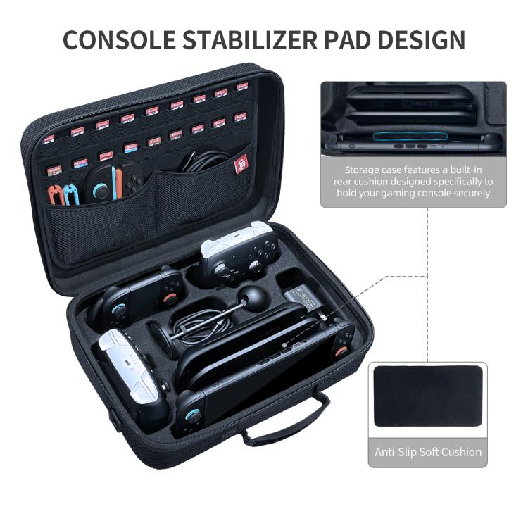 For Nintendo Switch 2 JYS All-in-One Storage Carrying Case Organizer with Shoulder Strap Fits Dock/Console/Pro Controller/Camera/Grip/Charger, JYS-NS2323