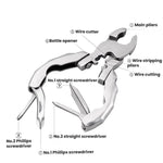 Stainless Steel Multi-Purpose Clamp Screwdriver Portable EDC Tool Bottle Opener, 9 In 1