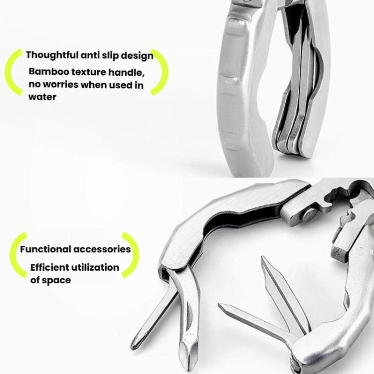 Stainless Steel Multi-Purpose Clamp Screwdriver Portable EDC Tool Bottle Opener, 9 In 1