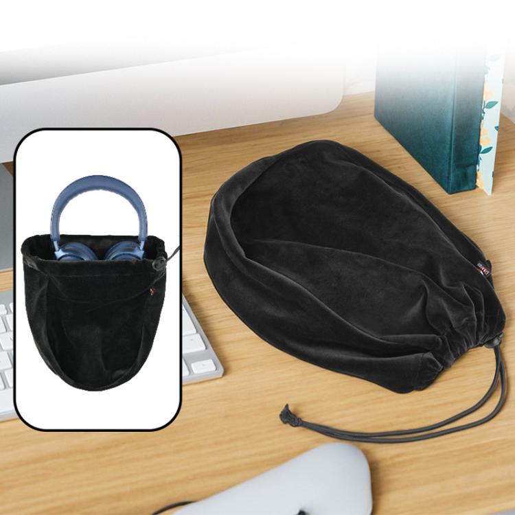 Universal Headphone Storage Case Dustproof Drawstring Bag With Ultra-Soft Short Plush, Drawstring Bag