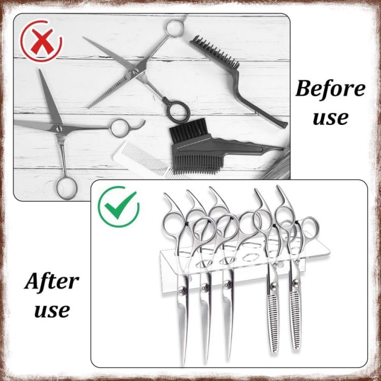 11-Hole Acrylic Wall-Mounted Scissor Barber Tool Storage Display Stand, 1pc, 2pcs