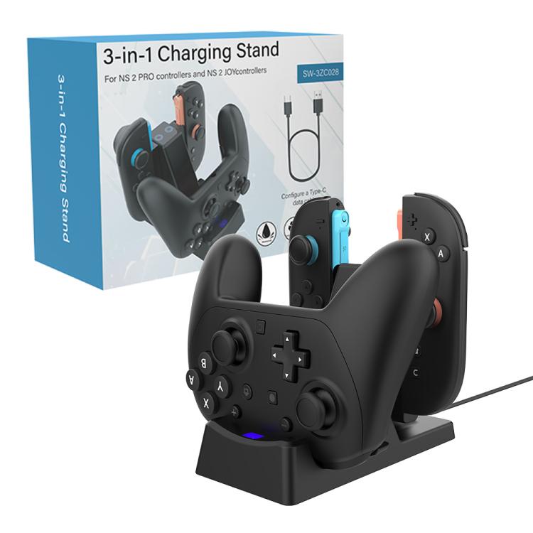 For Nintendo Switch 2 Joy-Con & Pro Controller 3-in-1 Charging Dock Storage Holder with LED Indicators, SW-3ZC028