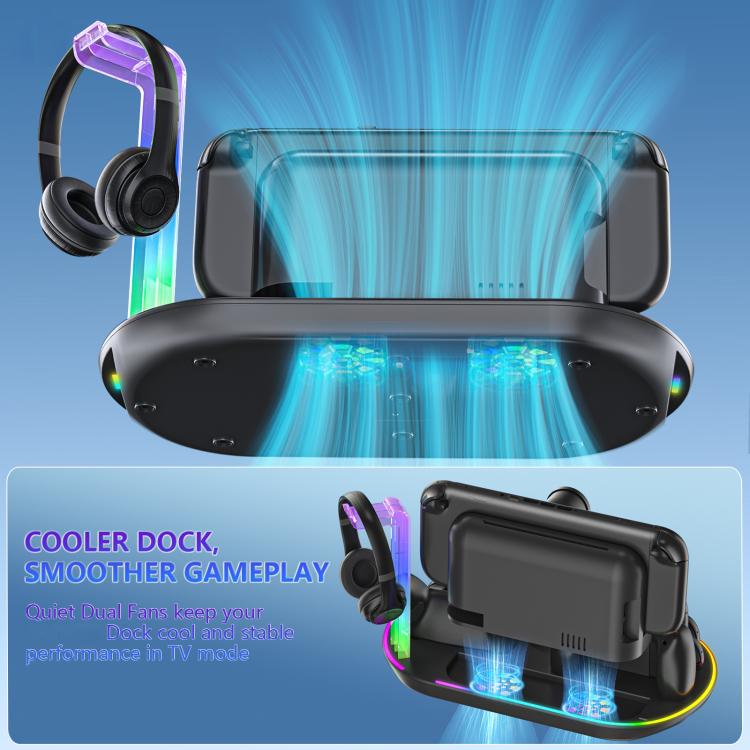 For Nintendo Switch 2 JYS NS2322 With RGB Light Charging Base Cooling Charging Storage Integrated Base