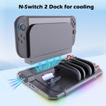 For Nintendo Switch 2 Multi-function Cooling Charging Dock Station With RGB Lighting & Card Slots, SW2139