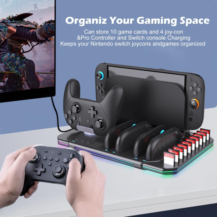For Nintendo Switch 2 Multi-function Cooling Charging Dock Station With RGB Lighting & Card Slots, SW2139
