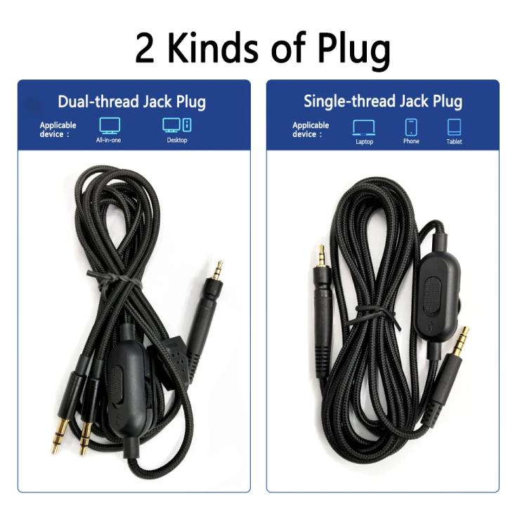 2m Tuning Edition Headphone Cable For Sennheiser GAME ONE / GAME ZERO / PC 373D / GSP350 / GSP500 / GSP600, Single Plug, Dual Plug