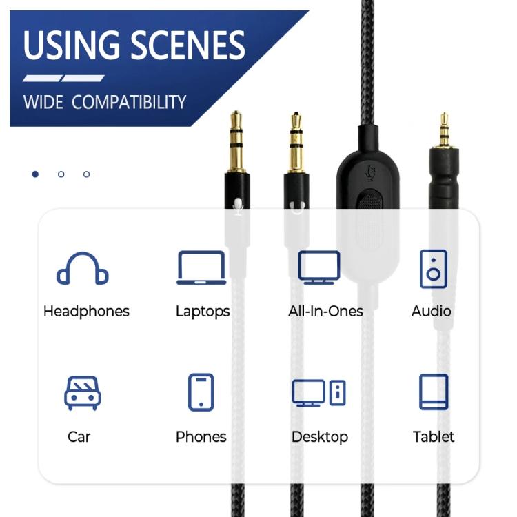 2m Tuning Edition Headphone Cable For Sennheiser GAME ONE / GAME ZERO / PC 373D / GSP350 / GSP500 / GSP600, Single Plug, Dual Plug
