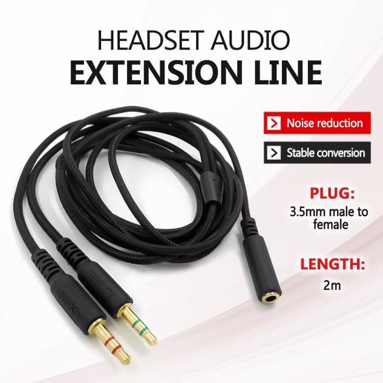 For Razer Kraken V2 3.5mm Male To Female 2 In 1 Extension Cable Audio Adapter, ZS0190