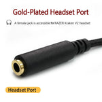 For Razer Kraken V2 3.5mm Male To Female 2 In 1 Extension Cable Audio Adapter, ZS0190