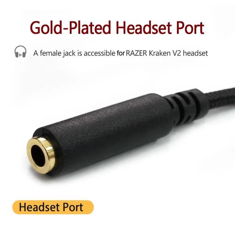 For Razer Kraken V2 3.5mm Male To Female 2 In 1 Extension Cable Audio Adapter, ZS0190