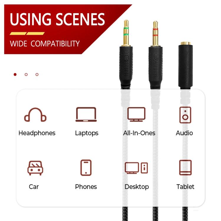 For Razer Kraken V2 3.5mm Male To Female 2 In 1 Extension Cable Audio Adapter, ZS0190