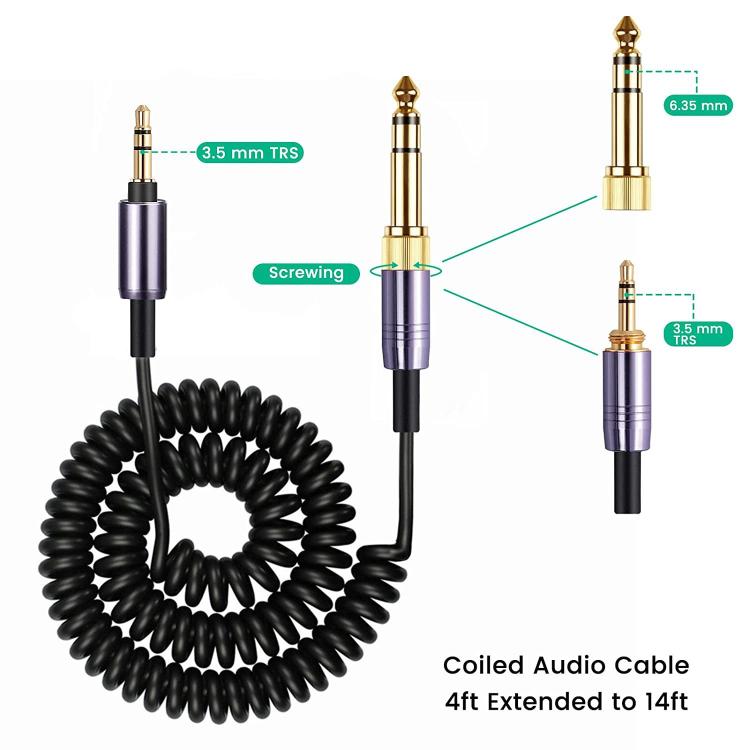 Headphone Spring Audio Cable, For Sony WH-1000XM3 / WH-1000XM2 / WH-1000XM4 / WH-H900N / WH-H800, 1.5m Spring