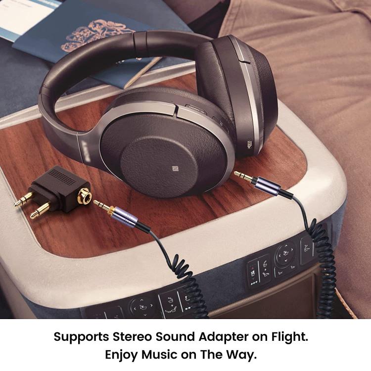 Headphone Spring Audio Cable, For Sony WH-1000XM3 / WH-1000XM2 / WH-1000XM4 / WH-H900N / WH-H800, 1.5m Spring