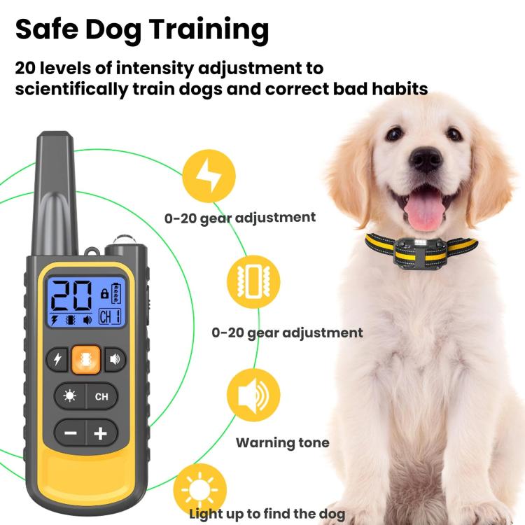 Remote Control Dog Barking Control With Shock Collar, Yellow One-To-One, Yellow One-To-Two, Orange One-To-One, Black One-To-One