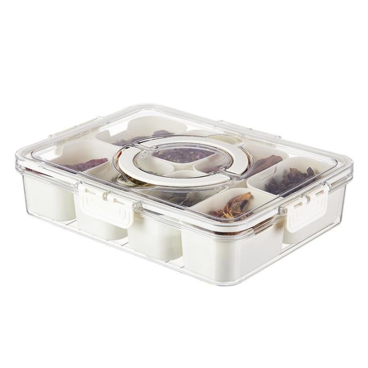 8-Compartment Spice Organizer with Transparent Lid & Handle For Dried Basil, Parsley, Rosemary & Bay Leaves, 8-Compartment