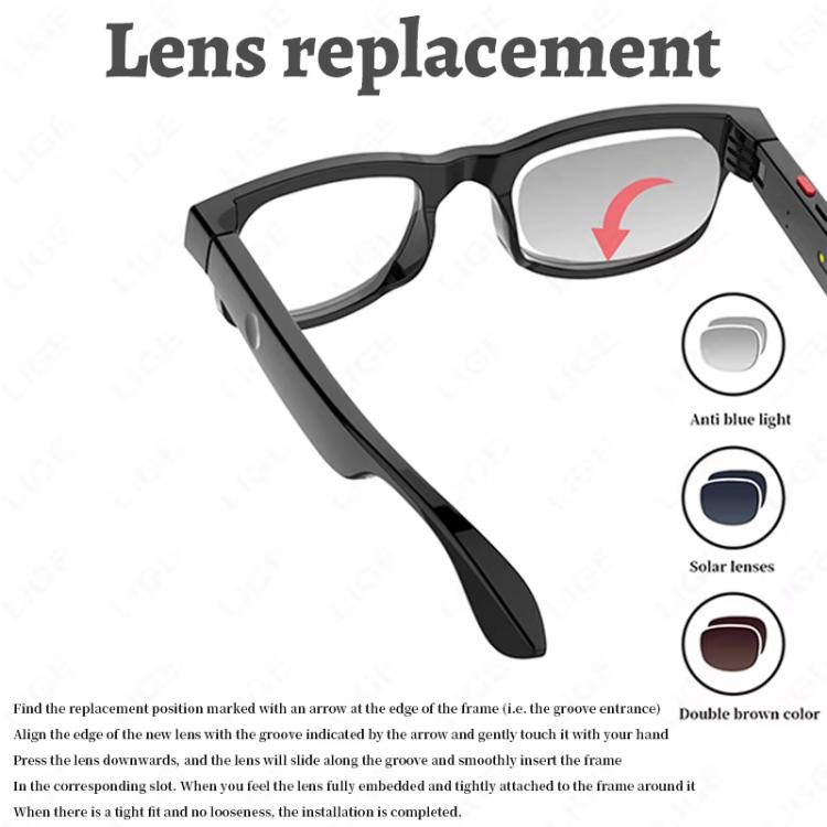 AIMB-G1 Smart Glasses with 5MP Camera & Real-Time AI Translation 1080P Stabilized Video, 3 Lens Kit, AIMB-G1