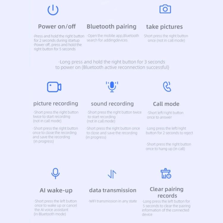 V03-T5 Smart Glasses with 8MP Camera & AI Live Translation 1080P Video Recording