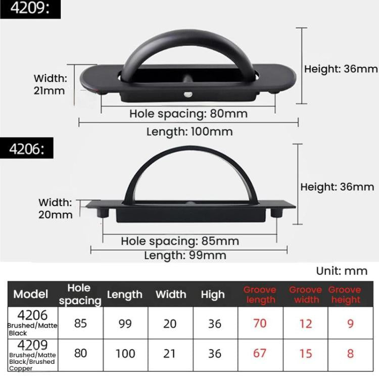 Recessed Groove Concealed Handle For Cabinets Embedded Rotating Flip-Top Handle, 4206-85mm Brushed Strip, 4206-85mm Matt Black Strip, 4206A-85mm Sanding Nickel Belt, 4209-80mm Brushed Strip, 4209-80mm Matt Black Strip, 4209-80mm Brushed Copper Strip