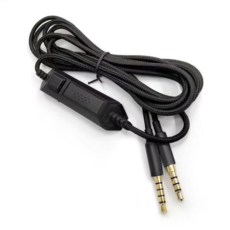 For Logitech Astro A10 / A40 Headset Gaming Headset 2m Braided Audio Cable, Silver Plug Straight Through, Silver Plug Wired Controller, Black Plug Wired Controller