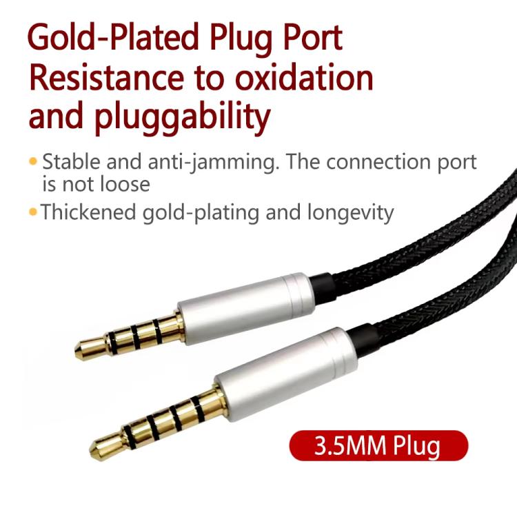 For Logitech Astro A10 / A40 Headset Gaming Headset 2m Braided Audio Cable, Silver Plug Straight Through, Silver Plug Wired Controller, Black Plug Wired Controller