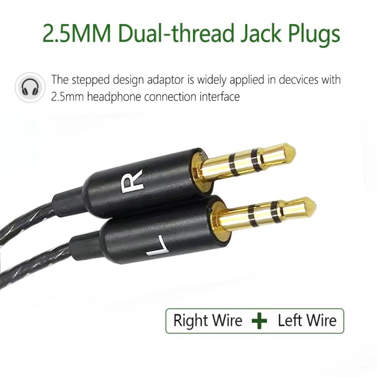 3.5mm To Dual 2.5mm Headphone Cable Audio Replacement Cable, For Sol Republic Master Tracks HD V8 V10 V12 X3, 1.2m