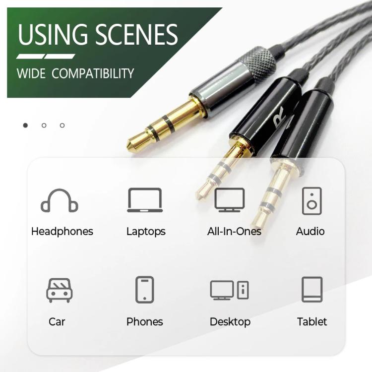 3.5mm To Dual 2.5mm Headphone Cable Audio Replacement Cable, For Sol Republic Master Tracks HD V8 V10 V12 X3, 1.2m