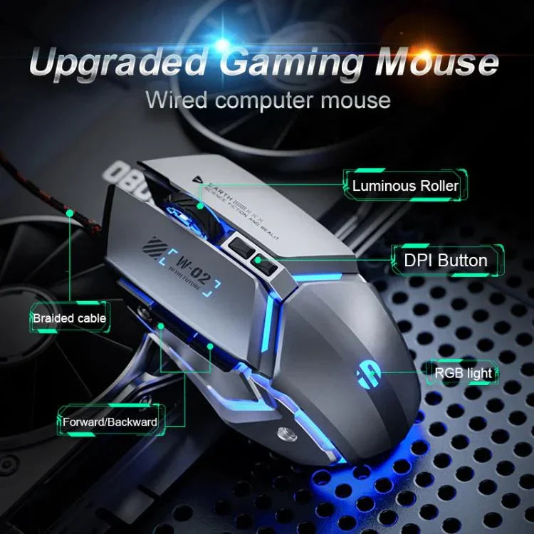 Inphic W-02 USB Wired Mouse Gaming Macro-Programmable Illuminated Computer Mice
