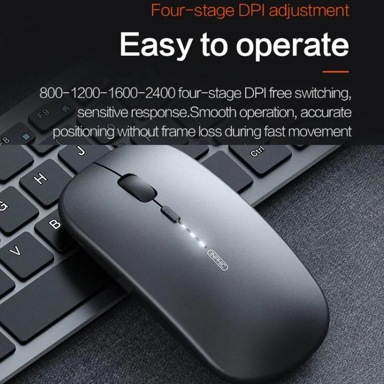 Inphic M1 PRO Wireless Bluetooth Tri-mode Rechargeable Mute Mouse With Battery Level Display