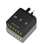 شاحن هاتف محمول 6 منافذ USB 65 واط شحن سريع QC3.0، قابس الاتحاد الأوروبي (أسود)، قابس الاتحاد الأوروبي (أبيض)، قابس الولايات المتحدة (أسود)، قابس الولايات المتحدة (أبيض)، قابس المملكة المتحدة (أسود)، قابس المملكة المتحدة (أبيض)